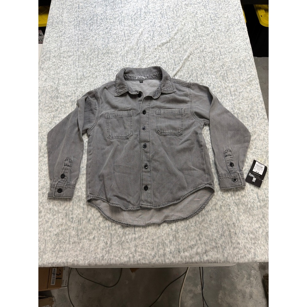 Art Class Kids Gray Denim Button Down Shirt Long Sleeve Size M 8 G8YE76